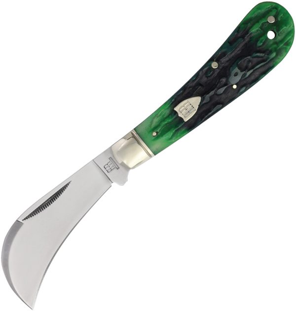 Rough Rider Bluegill Hawkbill 4" Folding Knife Blue Green Bone