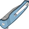 SENCUT Selkyris Button Lock Folding Knife Blue 3.38" D2