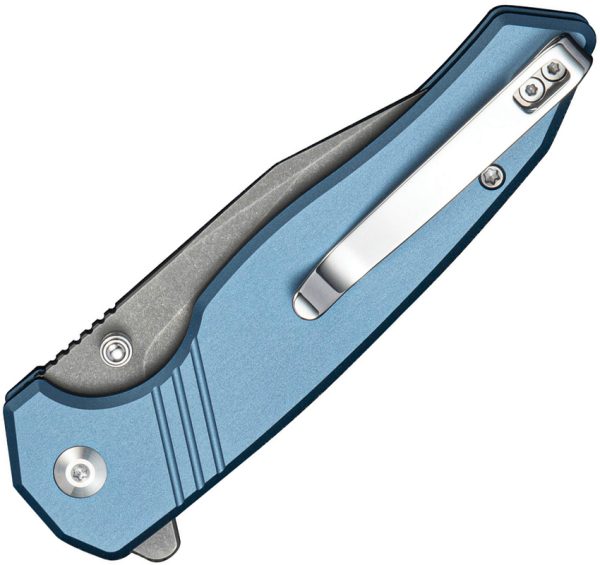 SENCUT Selkyris Button Lock Folding Knife Blue 3.38" D2