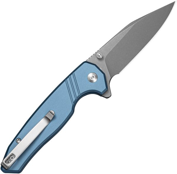 SENCUT Selkyris Button Lock Folding Knife Blue 3.38" D2