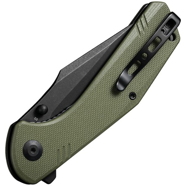 SENCUT Actium Linerlock Folding Knife 3.5" D2 OD Green G10
