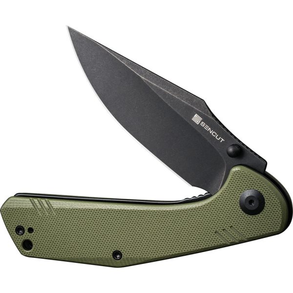 SENCUT Actium Linerlock Folding Knife 3.5" D2 OD Green G10
