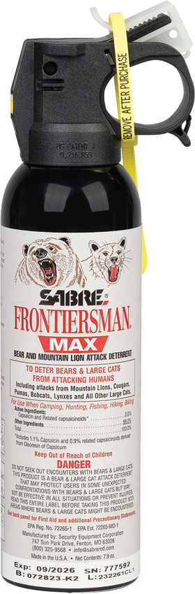 Sabre Frontiersman Bear Spray 7.9oz 30ft Stream