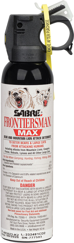 Sabre Frontiersman Bear Spray 9.2oz 30ft Stream