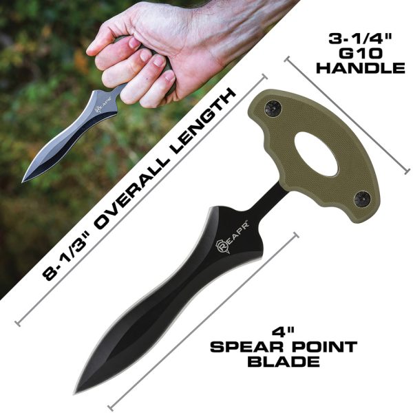 Reapr Versa Push Dagger 4" Black Oxide 420 Stainless Fixed Blade w/ Sheath