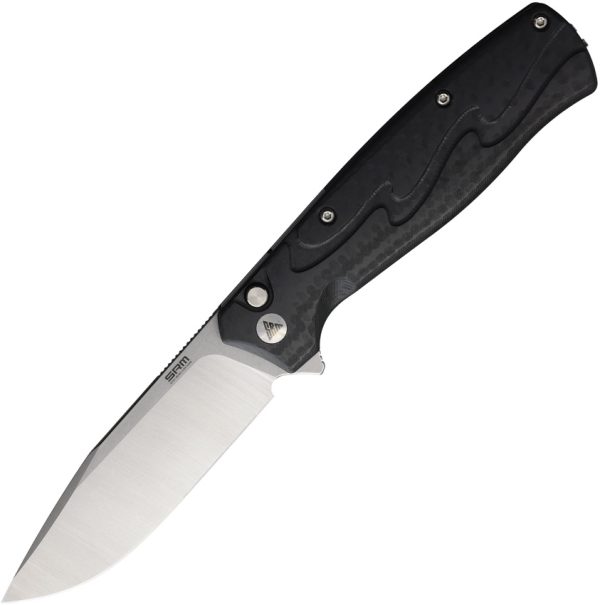 SRM Knives 221X Button Lock Folding Knife 3.63" Bowie Blade