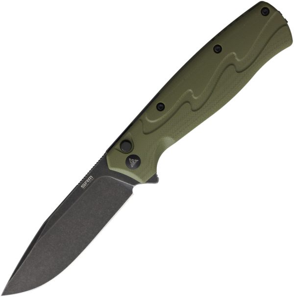 SRM Knives 221X Button Lock Folding Knife 3.63" Blade OD Green