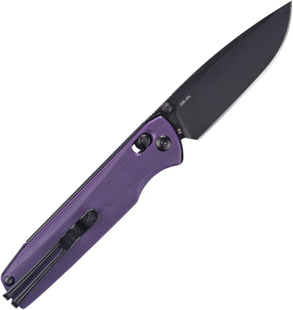 SRM Knives 258L Ambi Lock Folding Knife 3.5" D2 Purple G10
