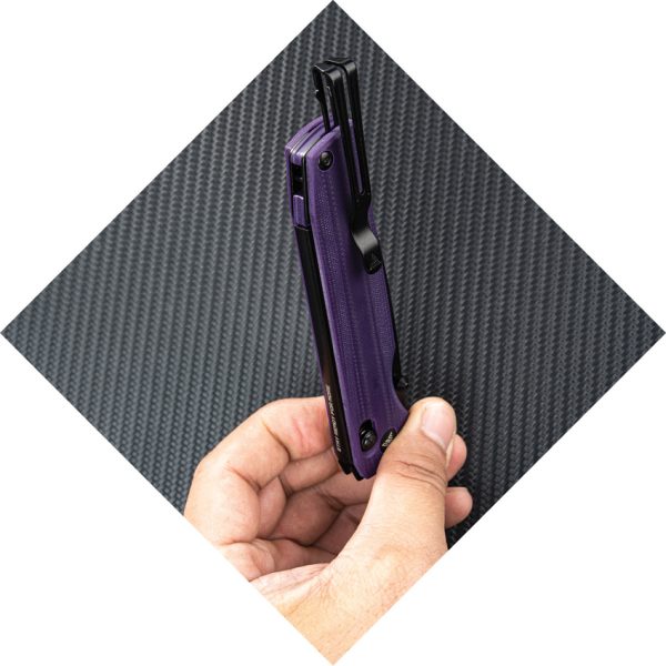 SRM Knives 258L Ambi Lock Folding Knife 3.5" D2 Purple G10
