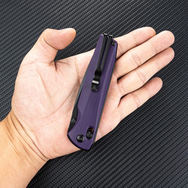 SRM Knives 258L Ambi Lock Folding Knife 3.5" D2 Purple G10