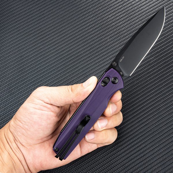 SRM Knives 258L Ambi Lock Folding Knife 3.5" D2 Purple G10