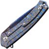 Defcon JK Series Framelock Damascus Folding Knife 3.75" Blue Titanium