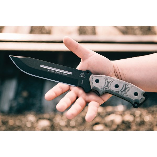 TOPS Steel Eagle Fixed Blade Knife 6.88" 1095HC Black