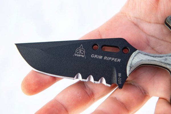 TPGR01_add_09 TOPS Grim Ripper 3.63" Fixed Blade Knife Black 1095HC Steel w/ Sheath