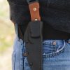 TOPS Overlander 2 Fixed Blade Knife 4" 1095 Black Coated Blade Tan Micarta w/ Sheath