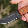 TOPS Overlander 2 Fixed Blade Knife 4" 1095 Black Coated Blade Tan Micarta w/ Sheath