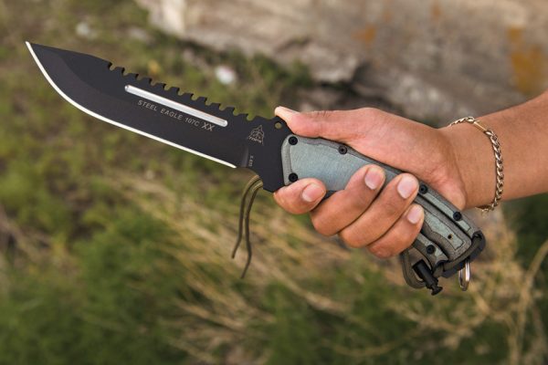 TOPS Steel Eagle and Mini Eagle Combo Fixed Blade Knives 1095 High Carbon Steel Black