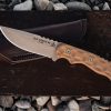 TOPS Tex Creek 69 Fixed Blade Knife 4" Drop Point 1095 Steel Tan