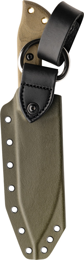 TOPS Tundra Wolf Fixed Blade Knife 5.75" 1095HC Black Blade Green Canvas Micarta