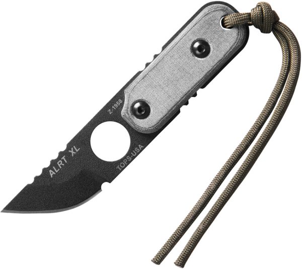 TPXL05 TOPS ALRT Fixed Blade Knife 2.63" 1095 Steel Black w/ Sheath