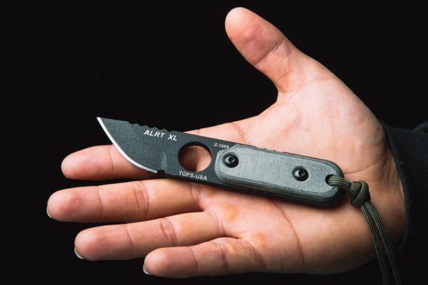TPXL05_add_07 TOPS ALRT Fixed Blade Knife 2.63" 1095 Steel Black w/ Sheath