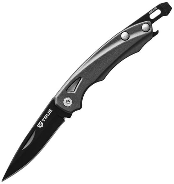 TRUE Slip Joint Folding Knife 1.9" Black Oxide Blade Gray Handle