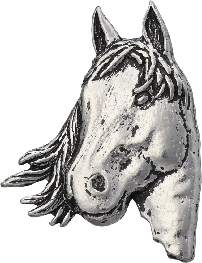 TS Brown Horse Head Pin Pewter 1.25 Inch