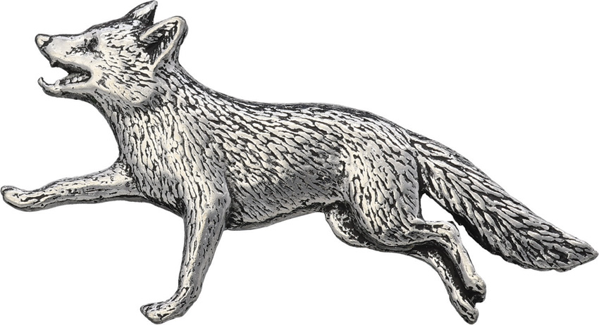 TS Brown Running Fox Pin 1.75" Pewter