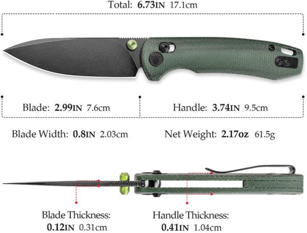 TRIVISA Dragonfly Crossbar Lock Folding Knife 3" Green Micarta