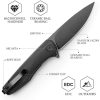 TRIVISA Hummingbird Folding Knife 3" Black Micarta Linerlock