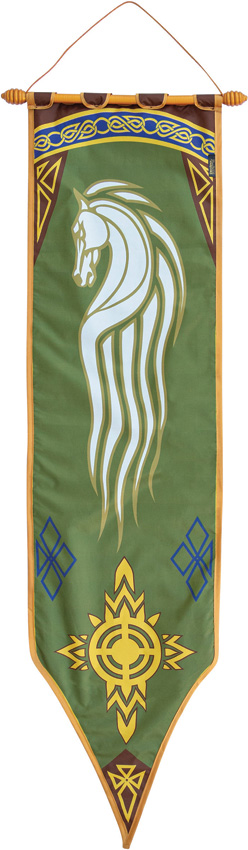 United Cutlery Lord of the Rings Rohan Banner 65.88" x 16" w/ Hanging Rod