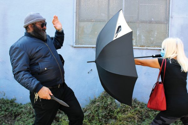 Uzi Tactical Collapsible Umbrella with Glass Breaker