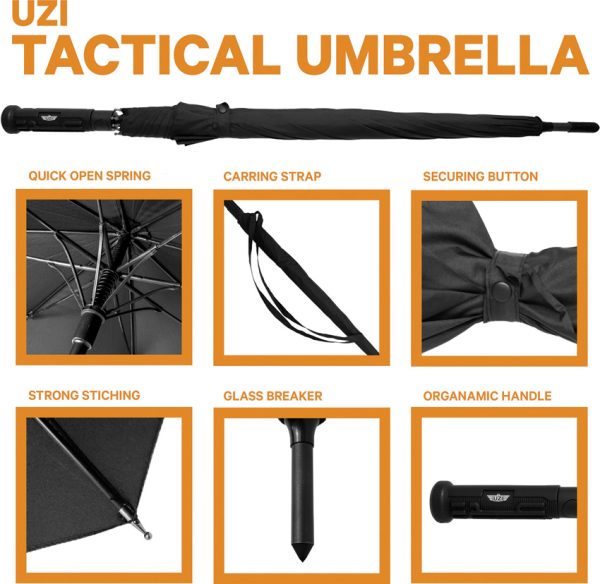 Uzi Tactical Collapsible Umbrella with Glass Breaker