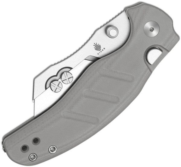 Kizer Cutlery C01C Utility Folding Knife, 2.88" 5Cr15MoV Blade, Gray G10, Button Lock
