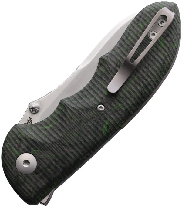 Viper Moon Button Lock Folding Knife 3.5" MagnaCut Green Carbon Fiber