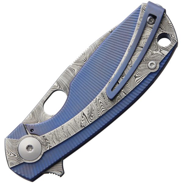 Viper Lille Framelock Folding Knife 2.5" Damascus Blue Titanium