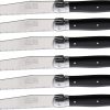 Andre Verdier Laguiole Steak Knife Set Black 4.5" Serrated 6-Piece w/ Block