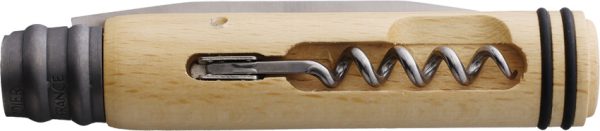 Andre Verdier Coyote Folding Knife 3.25" Satin Stainless Blade Beech Wood with Corkscrew