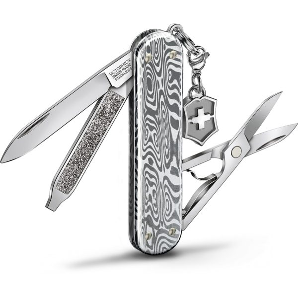 Victorinox Classic SD Brilliant Damast Folding Knife, Damascus Steel, 2.25"