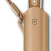 Victorinox Classic Leather Pouch Wet Sand with Attachment Clip