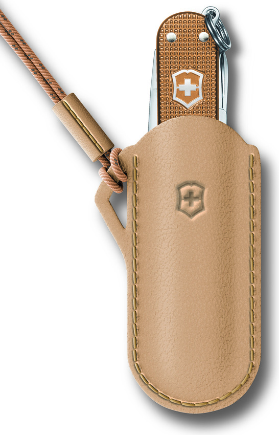 Victorinox Classic Leather Pouch Wet Sand with Attachment Clip