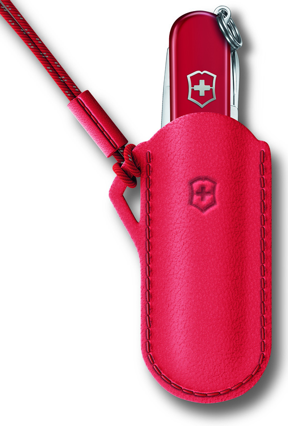 VN40670_add_01 Victorinox Classic Leather Pouch Red with Attachment Clip