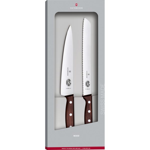 Victorinox Kitchen Set Wood Brown 2-Piece Chef and Bread Knife