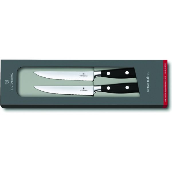 Victorinox 2-Piece Steak Knife Set, 4.75" Serrated Blade, Black Handle