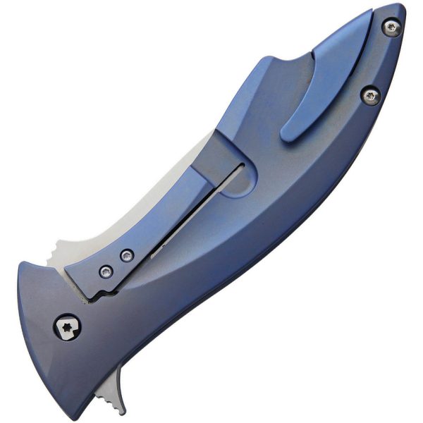 V NIVES Deplorable Framelock 4" S35VN Blue Titanium Folding Knife