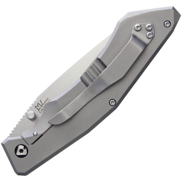 V NIVES Sportster Framelock 3.88" Wharncliffe Gray Titanium Folding Knife