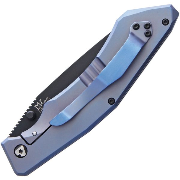 V NIVES Sportster Framelock 3.88" 154CM Black Blade Blue Titanium
