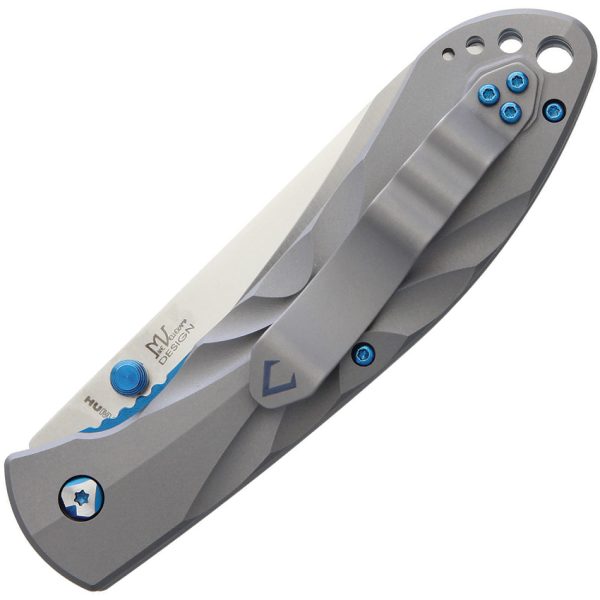 V NIVES Poseidon Linerlock Folding Knife 3.5" 154CM Gray Titanium