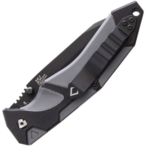 VNI30169_add_01 V NIVES Fractal Linerlock Assisted Opening Folding Knife Black