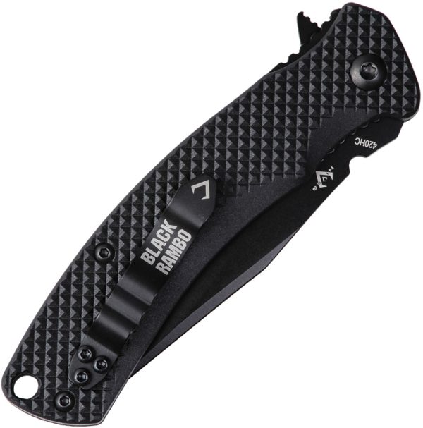 V NIVES Black Rambo Shorty Linerlock Folding Knife 2.9in
